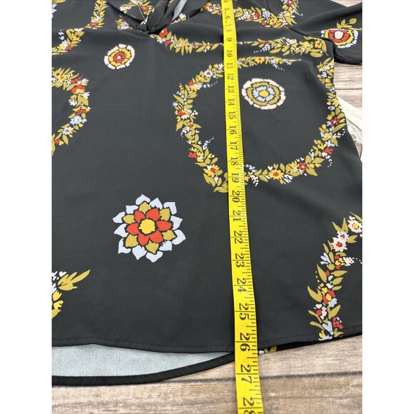 ModCloth Top Blouse Womens Size XL Gray Floral Long Sleeve Front Tie BOHO New - Picture 14 of 15